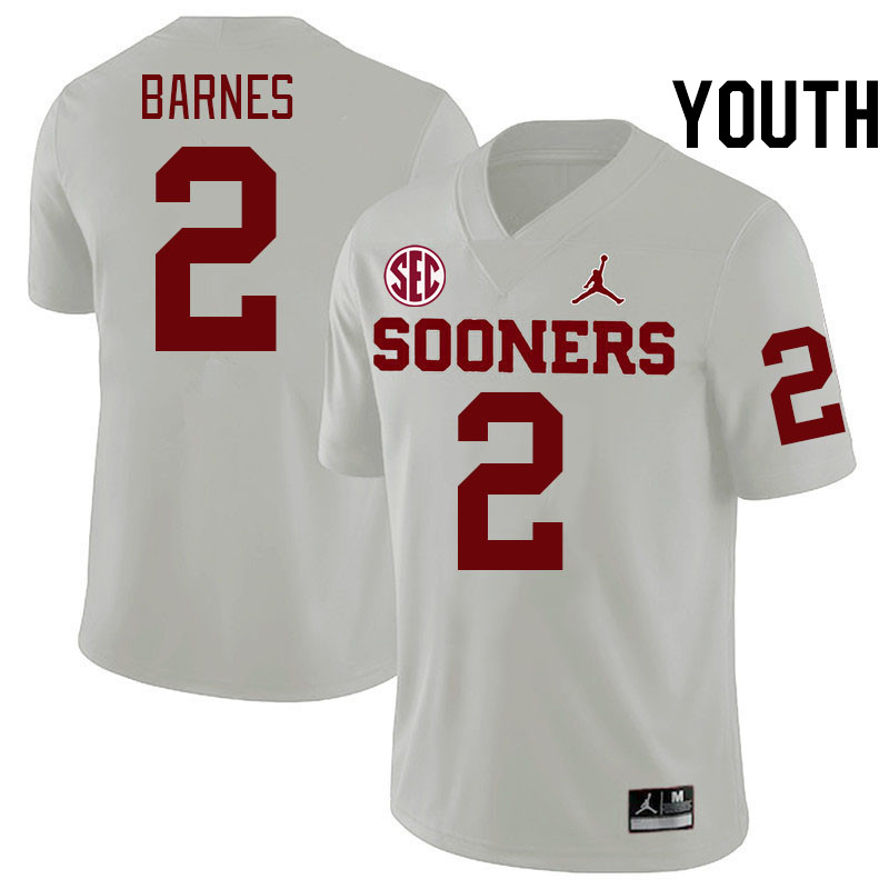 Youth #2 Jovantae Barnes Oklahoma Sooners 2024 SEC Conference College Football Jerseys-White